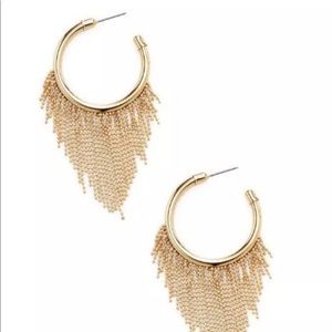 Gold Hoop Earrings with gold metal fringe